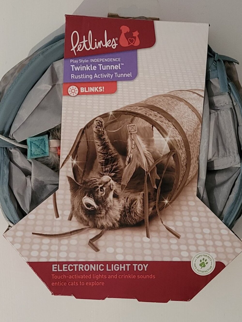PETLINKS TWINKLE Lighted Cat TUNNEL Sensory Toy Touch-Activated Lights Crinkle